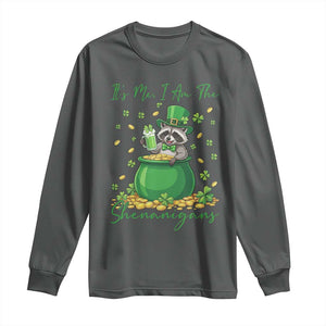 I Am The Shenanigans Long Sleeve Shirt Funny Irish Raccoon TS12 Dark Heather Print Your Wear