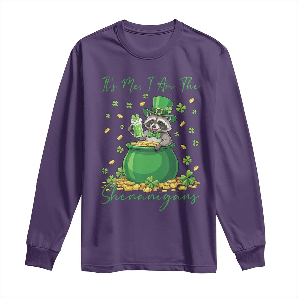 I Am The Shenanigans Long Sleeve Shirt Funny Irish Raccoon TS12 Purple Print Your Wear