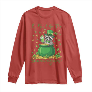 I Am The Shenanigans Long Sleeve Shirt Funny Irish Raccoon TS12 Red Print Your Wear