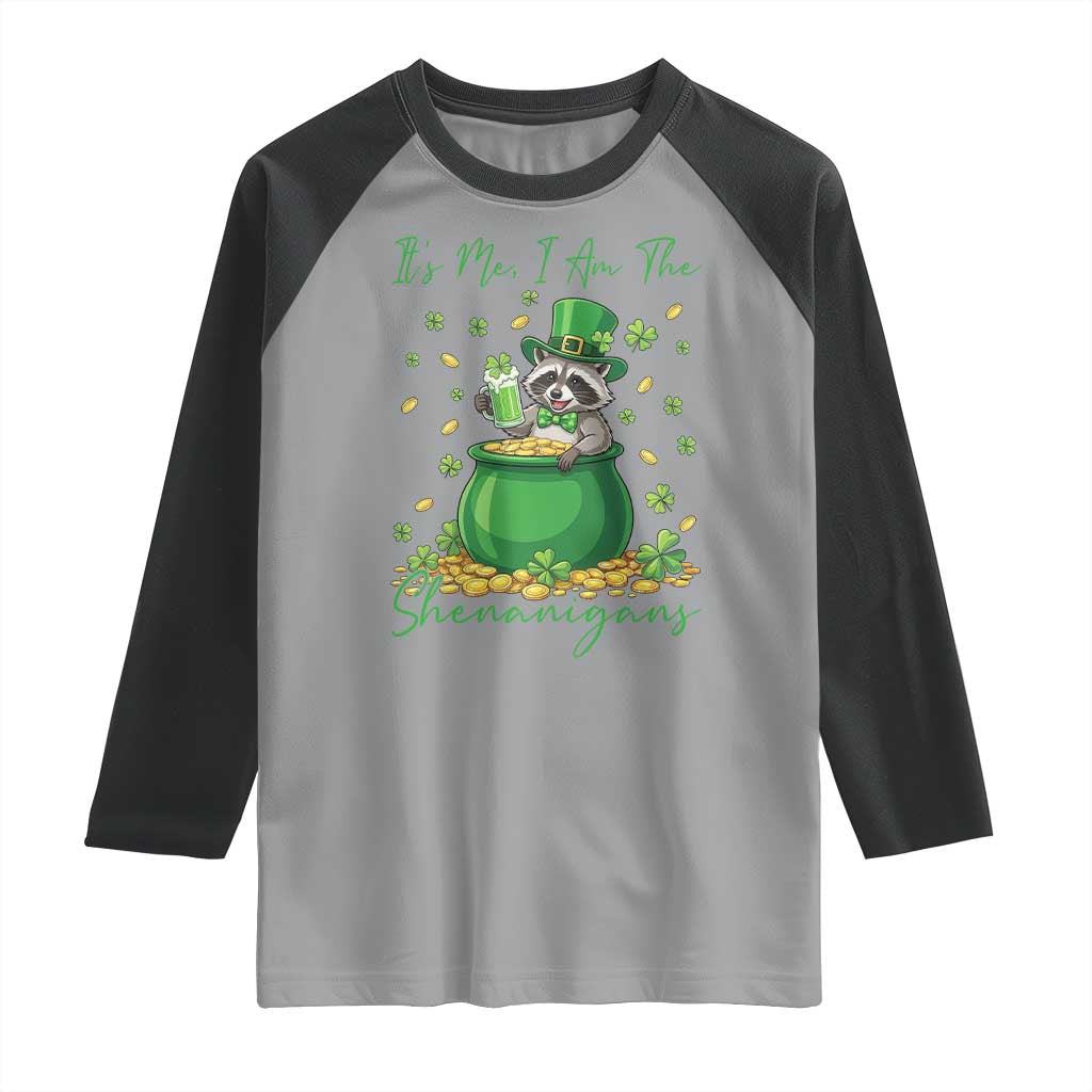 I Am The Shenanigans Raglan Shirt Funny Irish Raccoon TS12 Sport Gray Black Print Your Wear