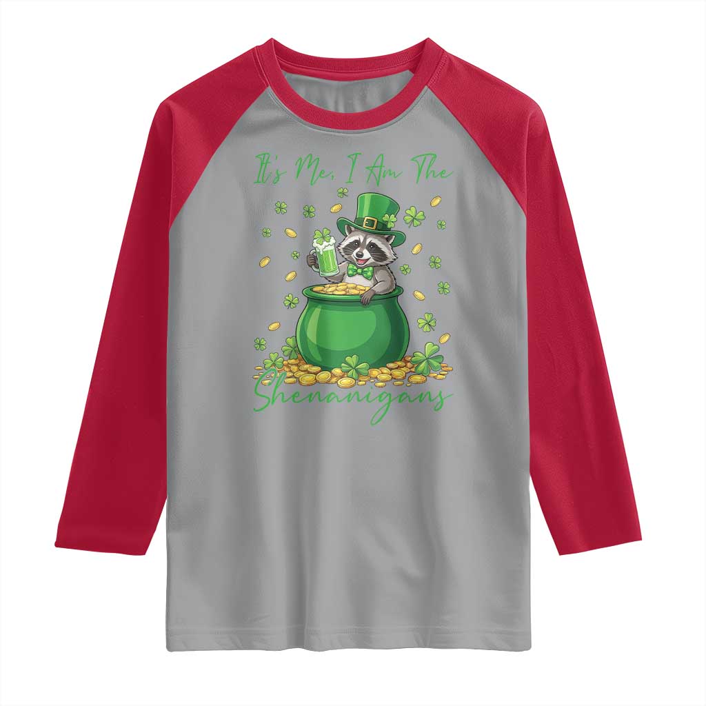 I Am The Shenanigans Raglan Shirt Funny Irish Raccoon TS12 Sport Gray Red Print Your Wear