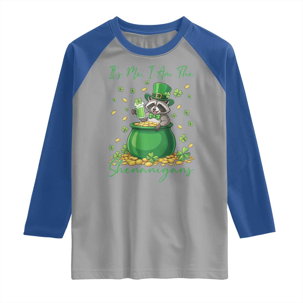 I Am The Shenanigans Raglan Shirt Funny Irish Raccoon TS12 Sport Gray Royal Print Your Wear