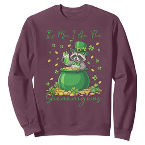 I Am The Shenanigans Sweatshirt Funny Irish Raccoon TS12 Maroon Print Your Wear