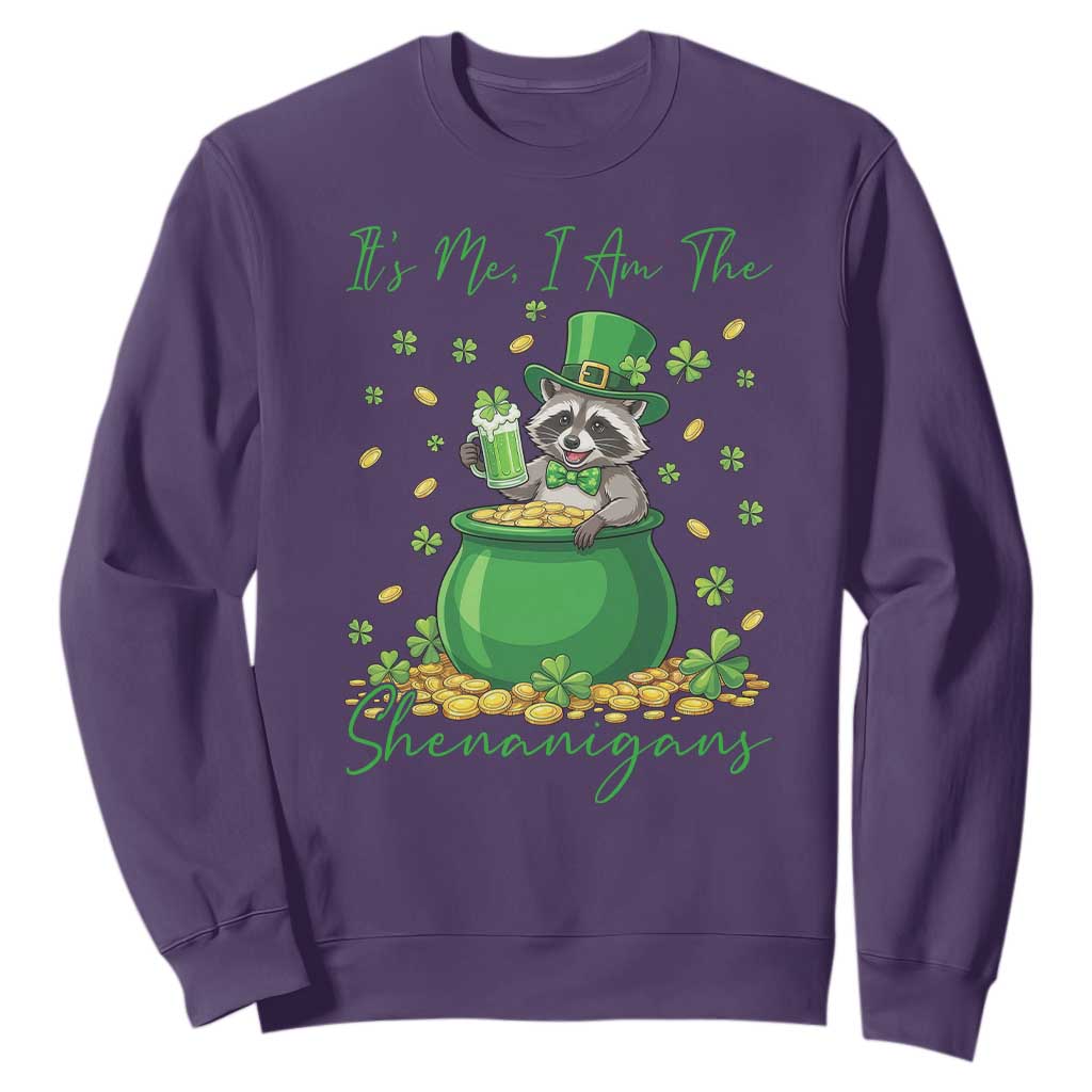 I Am The Shenanigans Sweatshirt Funny Irish Raccoon TS12 Purple Print Your Wear