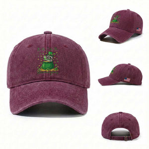 I Am The Shenanigans Washed Cotton Baseball Cap Funny Irish Raccoon TS12 Washed Cap Universal Fit Burgundy Print Your Wear