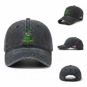 I Am The Shenanigans Washed Cotton Baseball Cap Funny Irish Raccoon TS12 Washed Cap Universal Fit Dark Gray Print Your Wear