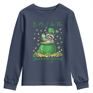 I Am The Shenanigans Youth Sweatshirt Funny Irish Raccoon TS12 Navy Print Your Wear