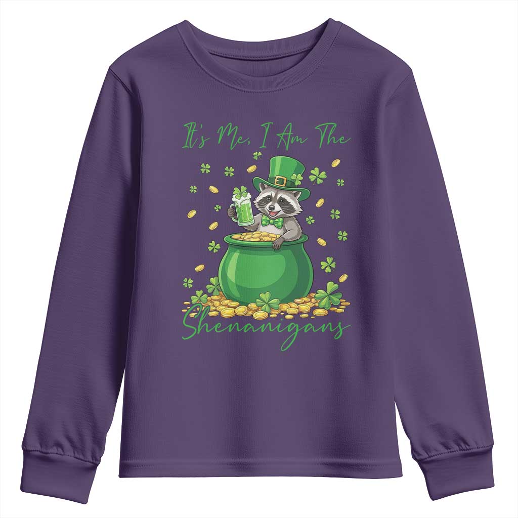I Am The Shenanigans Youth Sweatshirt Funny Irish Raccoon TS12 Purple Print Your Wear