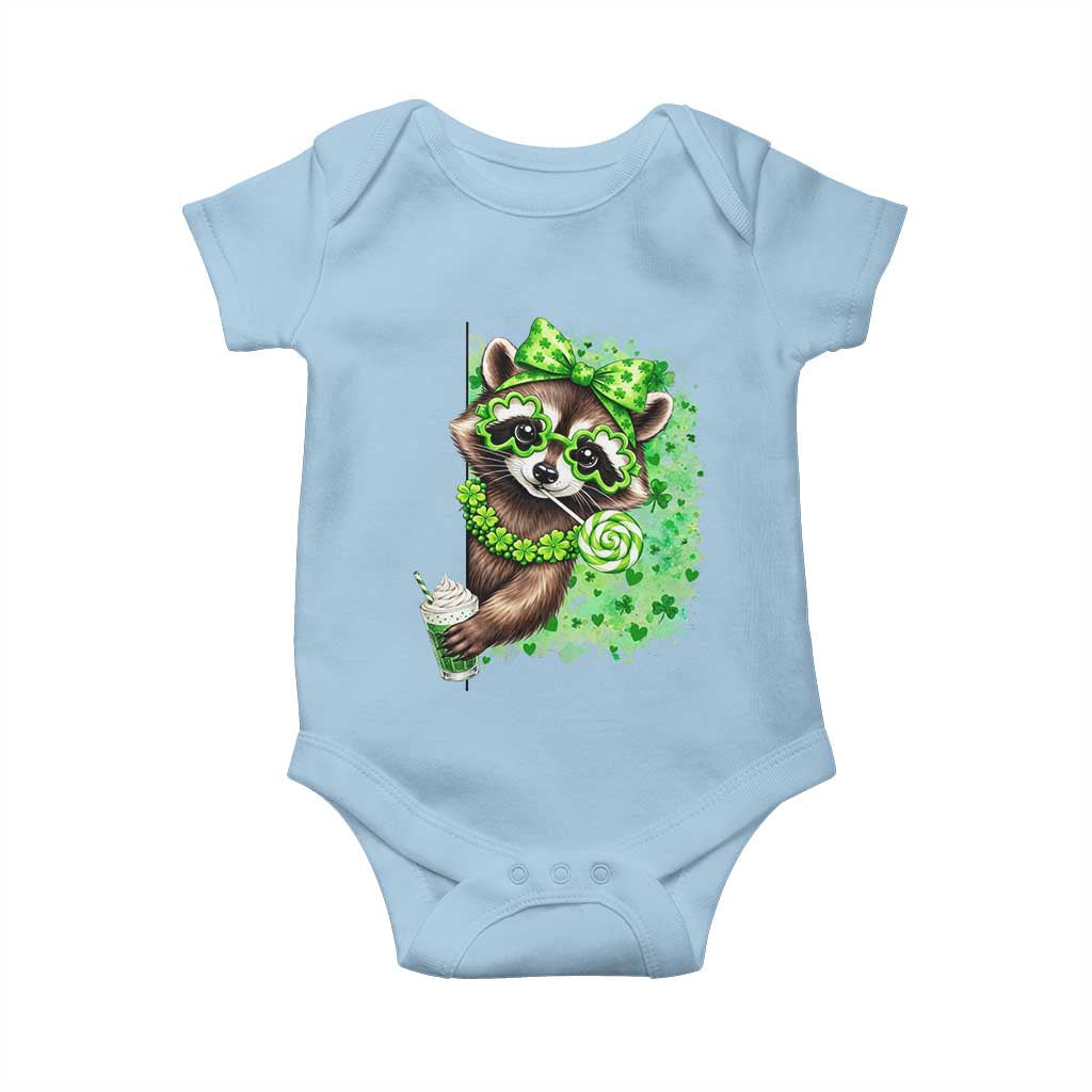 Funny Raccoon St Patricks Day Baby Onesie Irish Party Animal Gift TS12 Light Blue Print Your Wear