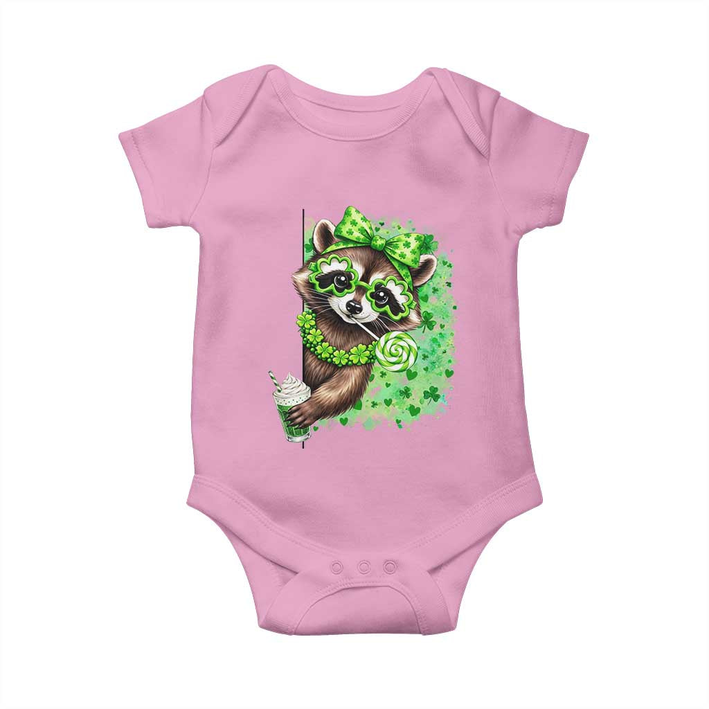 Funny Raccoon St Patricks Day Baby Onesie Irish Party Animal Gift TS12 Light Pink Print Your Wear