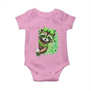 Funny Raccoon St Patricks Day Baby Onesie Irish Party Animal Gift TS12 Light Pink Print Your Wear