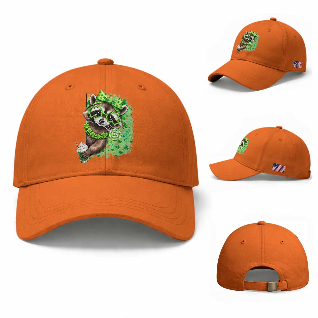 Funny Raccoon St Patricks Day Baseball Cap Irish Party Animal Gift TS12 Baseball Cap Universal Fit Orange Print Your Wear