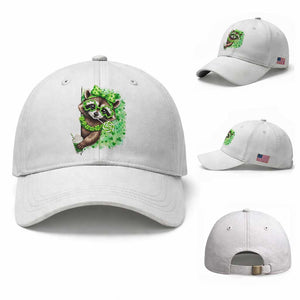 Funny Raccoon St Patricks Day Baseball Cap Irish Party Animal Gift TS12 Baseball Cap Universal Fit White Print Your Wear