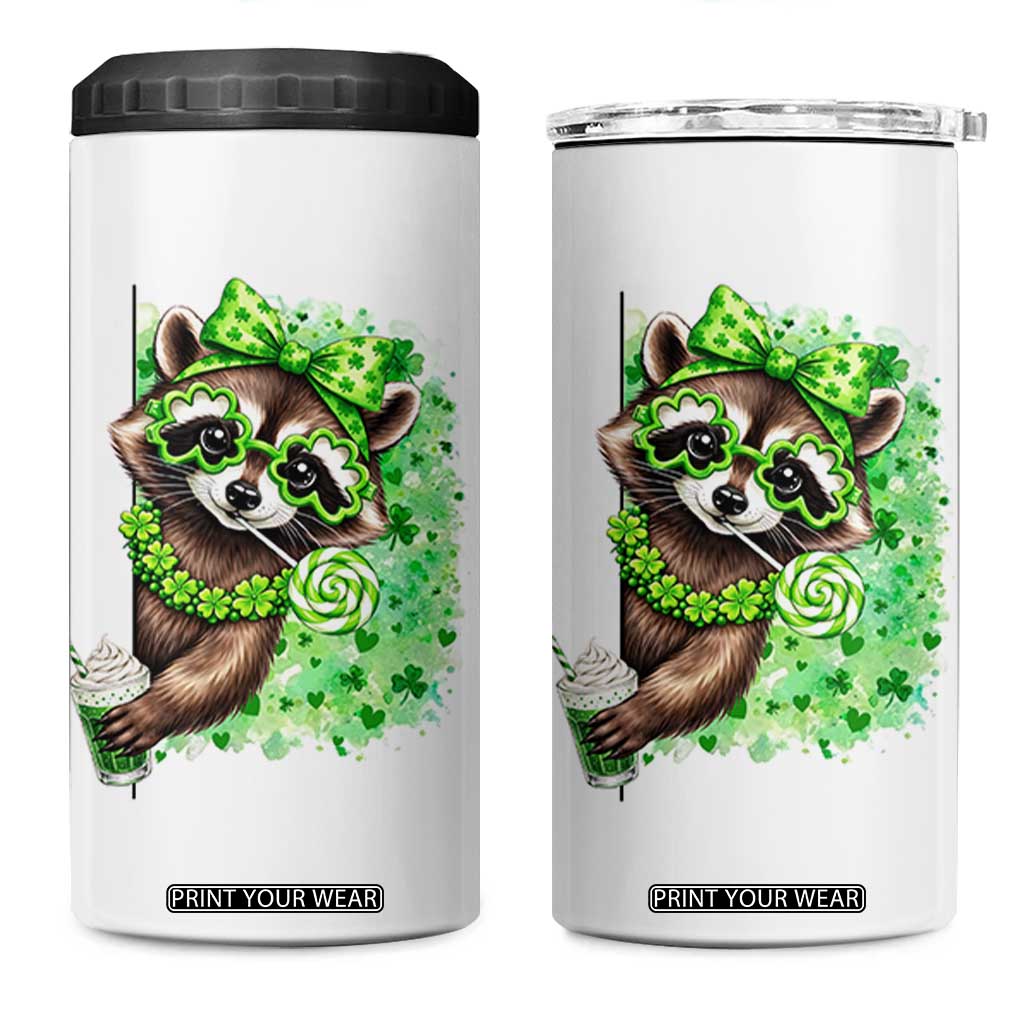 Funny Raccoon St Patricks Day 4 in 1 Can Cooler Tumbler Irish Party Animal Gift TS12 One Size: 16 oz White Print Your Wear
