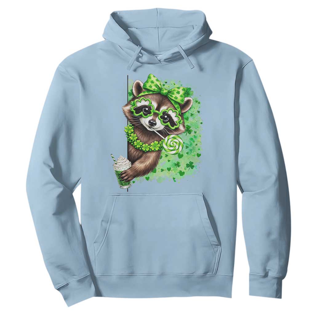 Funny Raccoon St Patricks Day Hoodie Irish Party Animal Gift TS12 Light Blue Print Your Wear