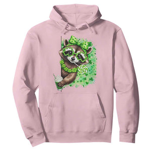 Funny Raccoon St Patricks Day Hoodie Irish Party Animal Gift TS12 Light Pink Print Your Wear