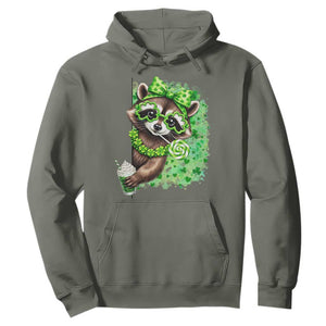 Funny Raccoon St Patricks Day Hoodie Irish Party Animal Gift TS12 Military Green Print Your Wear