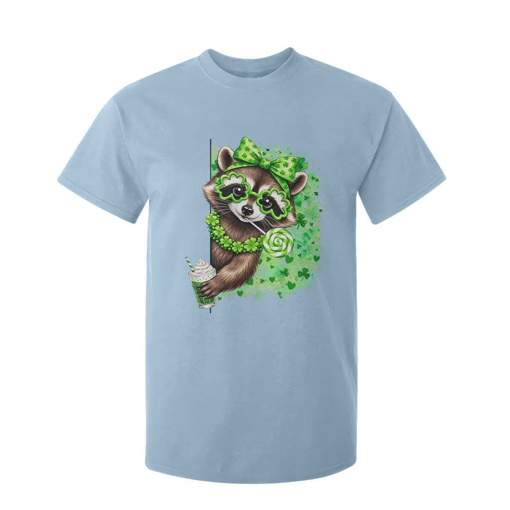 Funny Raccoon St Patricks Day T Shirt For Kid Irish Party Animal Gift TS12 Light Blue Print Your Wear