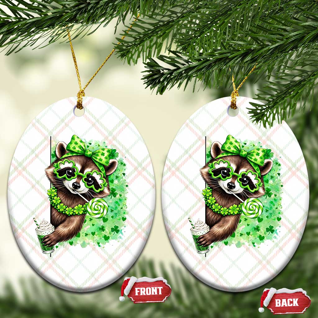 Funny Raccoon St Patricks Day Ceramic Ornament Irish Party Animal Gift TS12 Print Your Wear