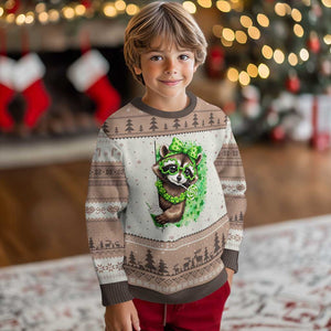 Funny Raccoon St Patricks Day Ugly Christmas Sweater Irish Party Animal Gift TS12 Mocha Mousse Print Your Wear