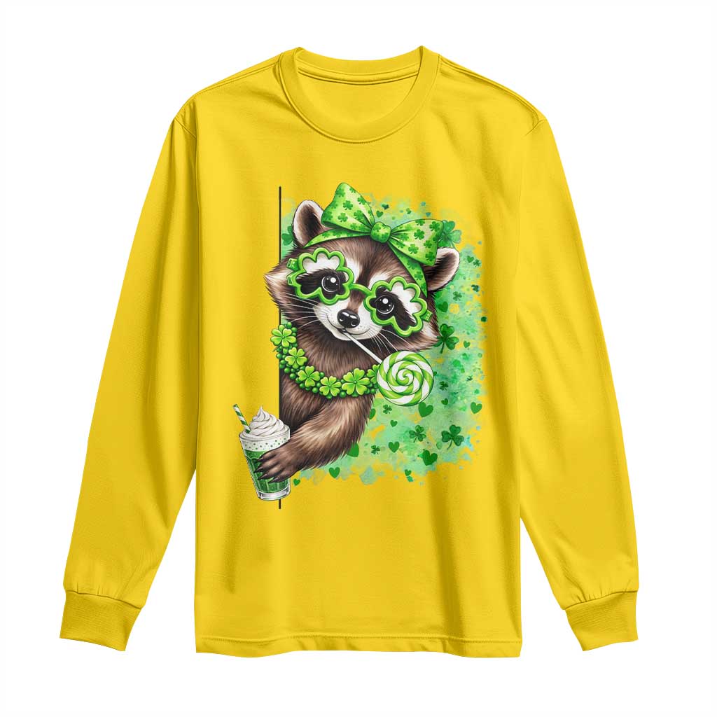 Funny Raccoon St Patricks Day Long Sleeve Shirt Irish Party Animal Gift TS12 Daisy Print Your Wear