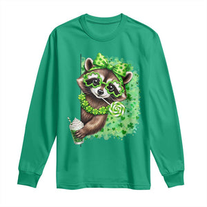 Funny Raccoon St Patricks Day Long Sleeve Shirt Irish Party Animal Gift TS12 Irish Green Print Your Wear