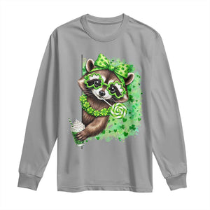 Funny Raccoon St Patricks Day Long Sleeve Shirt Irish Party Animal Gift TS12 Sport Gray Print Your Wear
