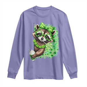 Funny Raccoon St Patricks Day Long Sleeve Shirt Irish Party Animal Gift TS12 Violet Print Your Wear