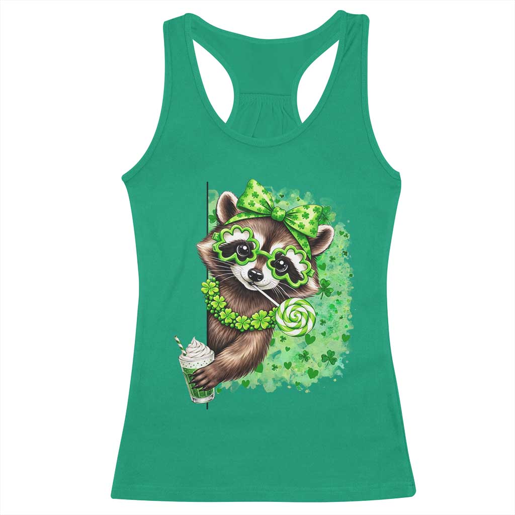 Funny Raccoon St Patricks Day Racerback Tank Top Irish Party Animal Gift TS12 Irish Green Print Your Wear