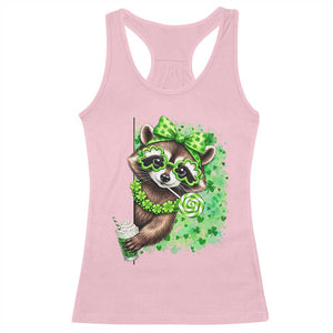 Funny Raccoon St Patricks Day Racerback Tank Top Irish Party Animal Gift TS12 Light Pink Print Your Wear