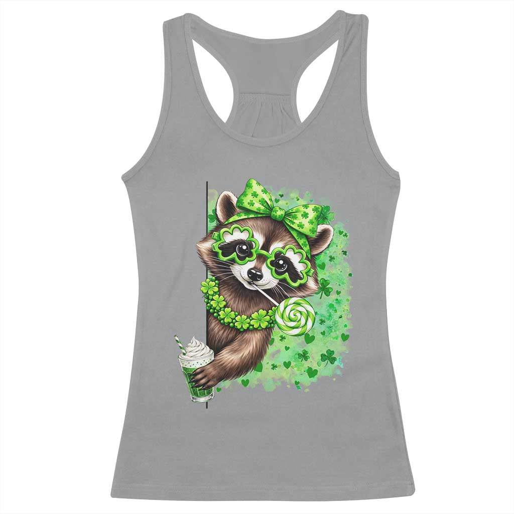 Funny Raccoon St Patricks Day Racerback Tank Top Irish Party Animal Gift TS12 Sport Gray Print Your Wear