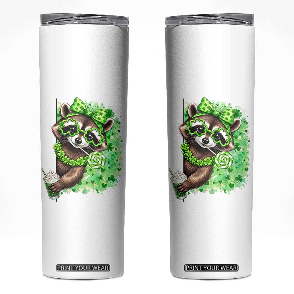 Funny Raccoon St Patricks Day Skinny Tumbler Irish Party Animal Gift TS12 White Print Your Wear