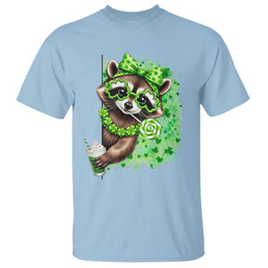 Funny Raccoon St Patricks Day T Shirt Irish Party Animal Gift TS12 Light Blue Print Your Wear