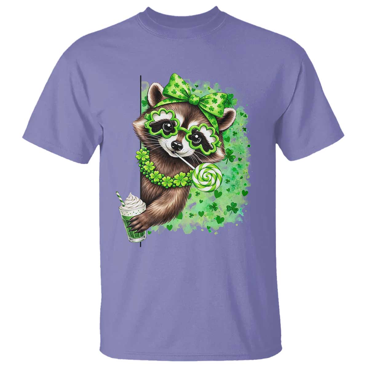 Funny Raccoon St Patricks Day T Shirt Irish Party Animal Gift TS12 Violet Print Your Wear