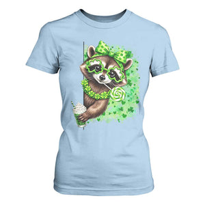 Funny Raccoon St Patricks Day T Shirt For Women Irish Party Animal Gift TS12 Light Blue Print Your Wear