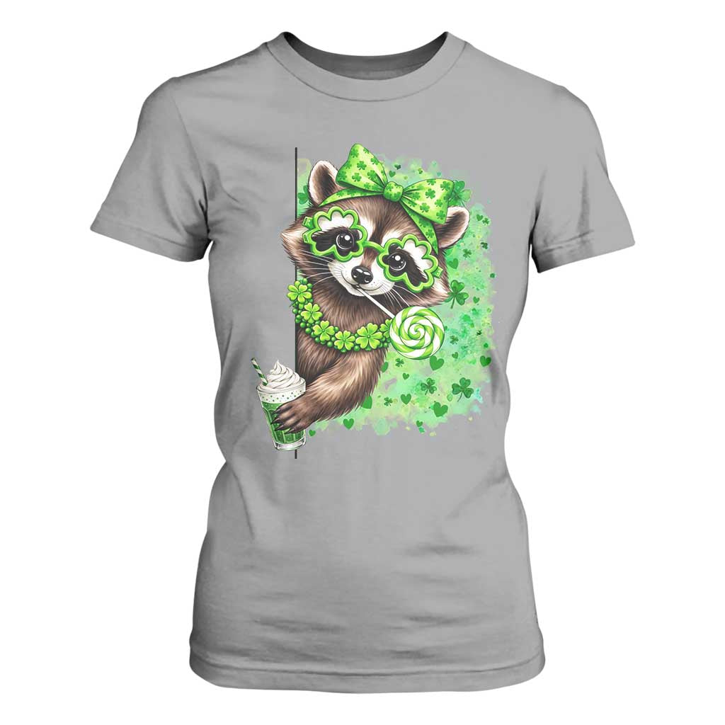 Funny Raccoon St Patricks Day T Shirt For Women Irish Party Animal Gift TS12 Sport Gray Print Your Wear