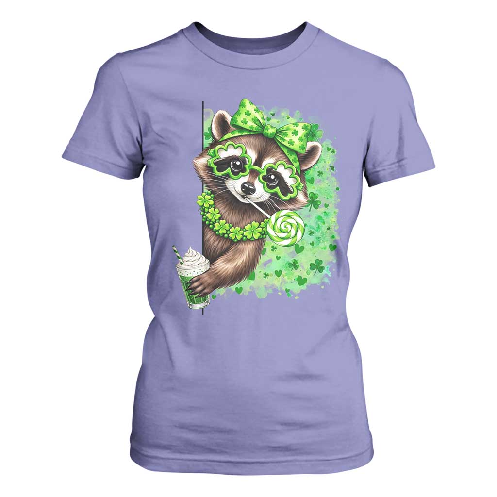 Funny Raccoon St Patricks Day T Shirt For Women Irish Party Animal Gift TS12 Violet Print Your Wear