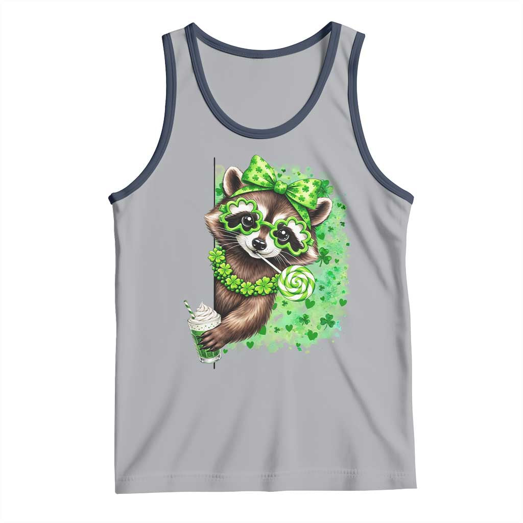 Funny Raccoon St Patricks Day Tank Top Irish Party Animal Gift TS12 Athletic Heather Navy Print Your Wear