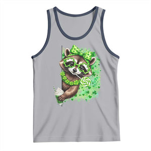 Funny Raccoon St Patricks Day Tank Top Irish Party Animal Gift TS12 Athletic Heather Navy Print Your Wear