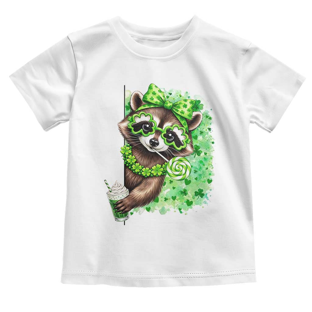 Funny Raccoon St Patricks Day Toddler T Shirt Irish Party Animal Gift TS12 White Print Your Wear