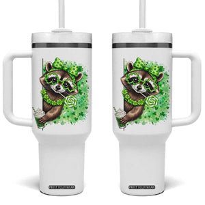 Funny Raccoon St Patricks Day Tumbler With Handle Irish Party Animal Gift TS12 One Size: 40 oz White Print Your Wear
