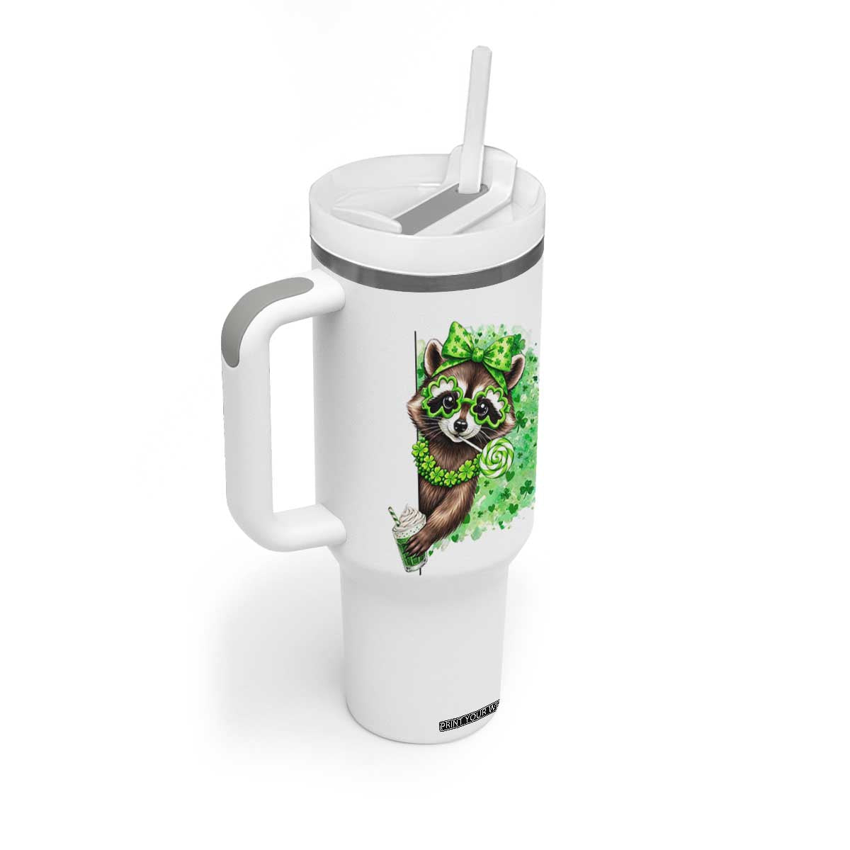Funny Raccoon St Patricks Day Tumbler With Handle Irish Party Animal Gift TS12 Print Your Wear