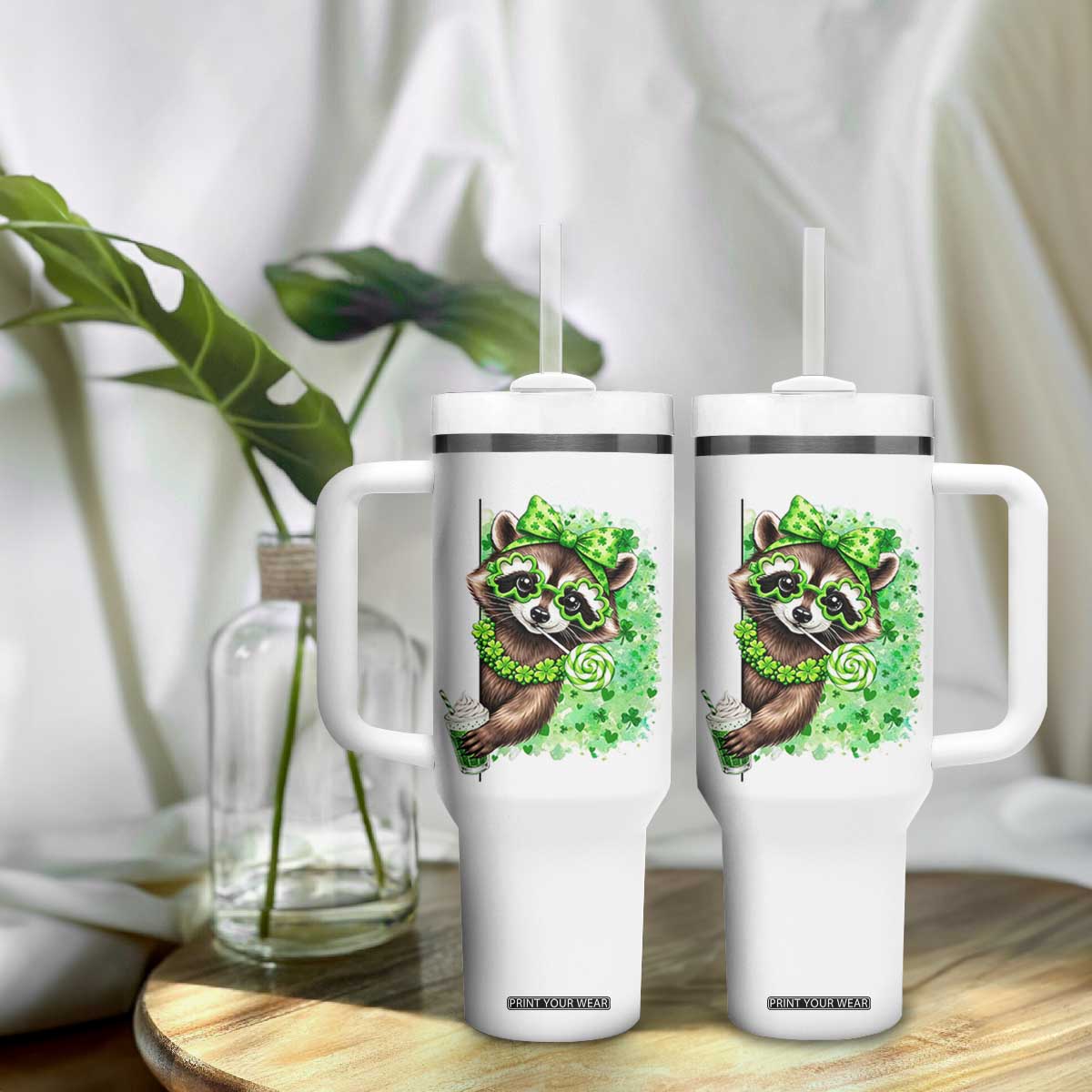 Funny Raccoon St Patricks Day Tumbler With Handle Irish Party Animal Gift TS12 Print Your Wear