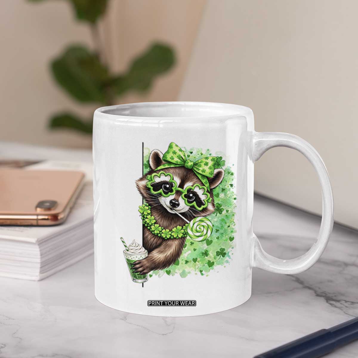 Funny Raccoon St Patricks Day Coffee Mug Irish Party Animal Gift TS12 Print Your Wear