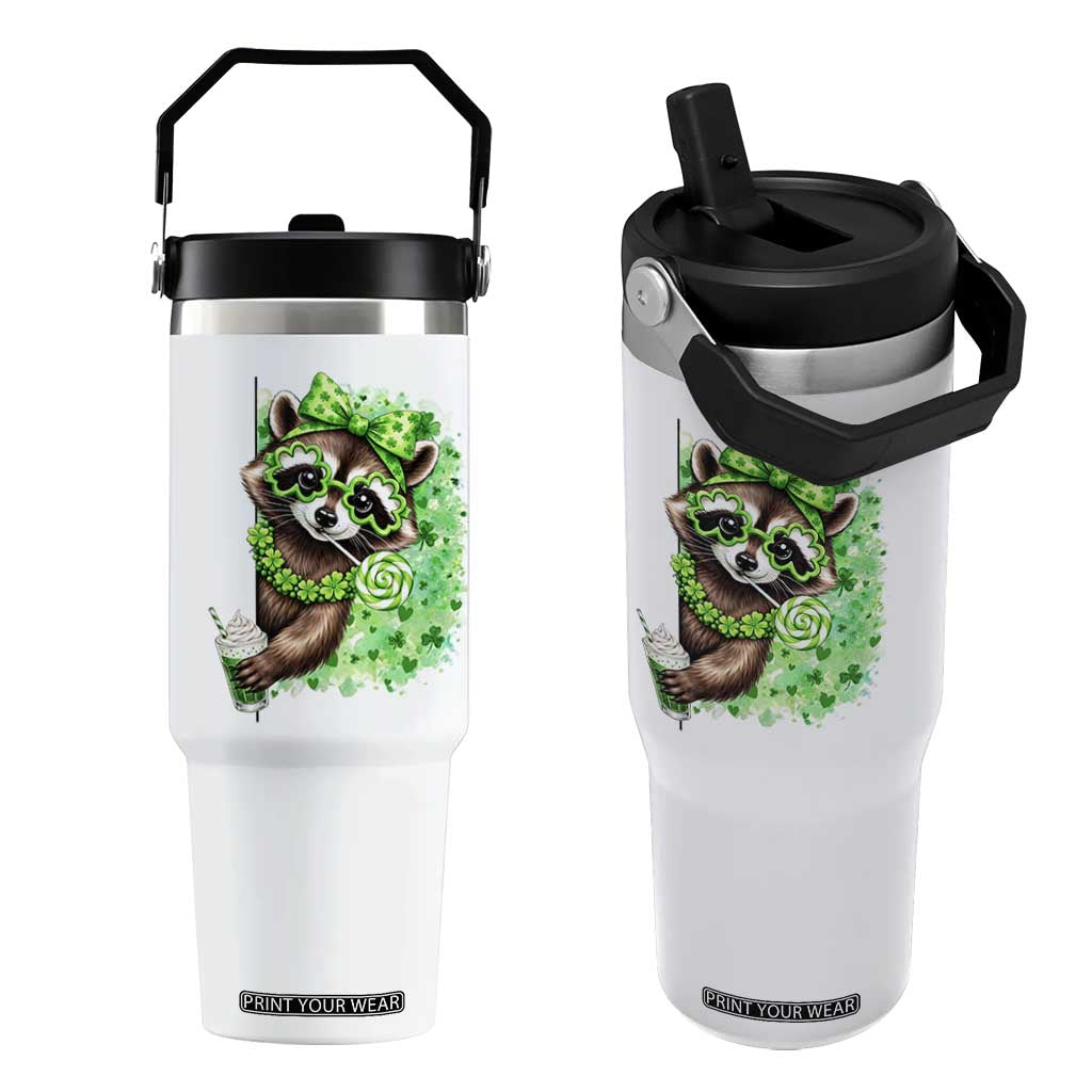 Funny Raccoon St Patricks Day Flip Straw Tumbler Irish Party Animal Gift TS12 One Size: 30 oz White Print Your Wear