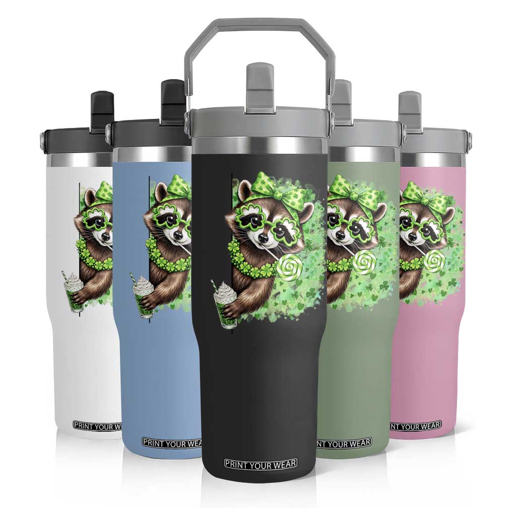 Funny Raccoon St Patricks Day Flip Straw Tumbler Irish Party Animal Gift TS12 Print Your Wear