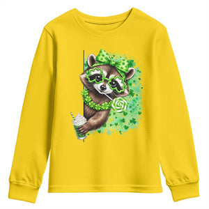 Funny Raccoon St Patricks Day Youth Sweatshirt Irish Party Animal Gift TS12 Daisy Print Your Wear