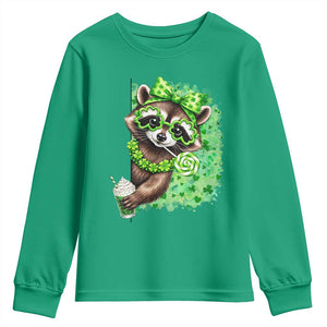 Funny Raccoon St Patricks Day Youth Sweatshirt Irish Party Animal Gift TS12 Irish Green Print Your Wear