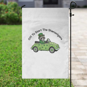 Off To Start The Shenanigans Garden Flag Funny Irish Raccoon TS12 Print Your Wear