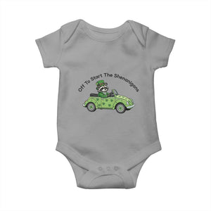 Off To Start The Shenanigans Baby Onesie Funny Irish Raccoon TS12 Sport Gray Print Your Wear